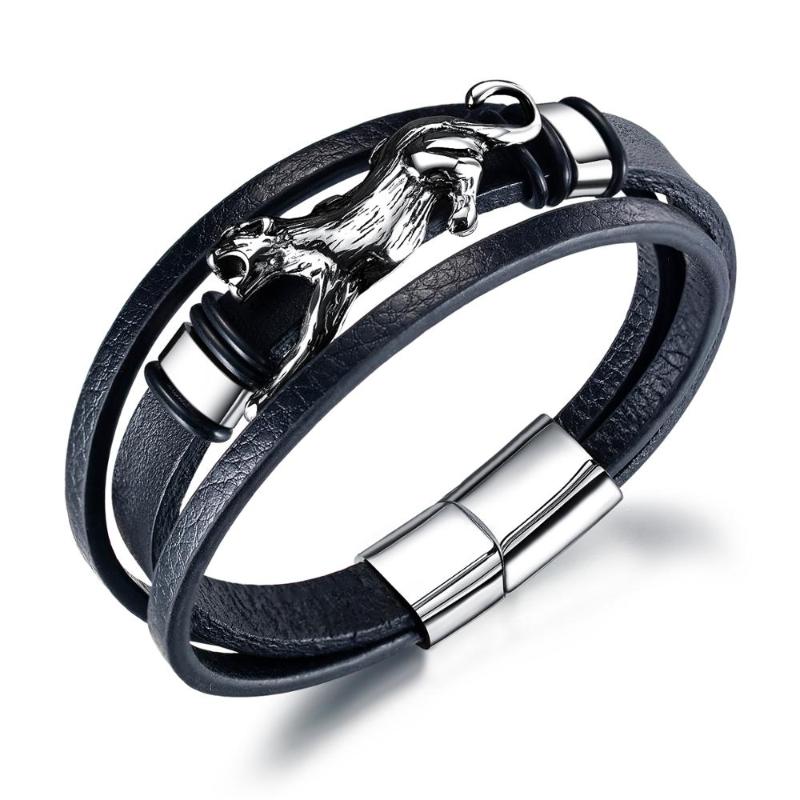 Charm Bracelets Europe And The United States Titanium Steel Men's Multi-Layer Leather Bracelet Retro Stainless Leopard Skin Rope
Charm Bracelets Europe And The United States Titanium Steel Men's Multi-Layer Leather Bracelet Retro Stainless Leopard Skin Rope