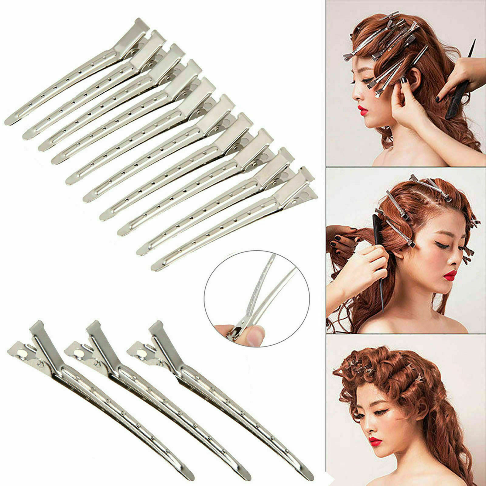 24pcs Hair Sectioning Clips Metal Crocodile Hairdressing Salon Grip Clamps Clip in hair extensions