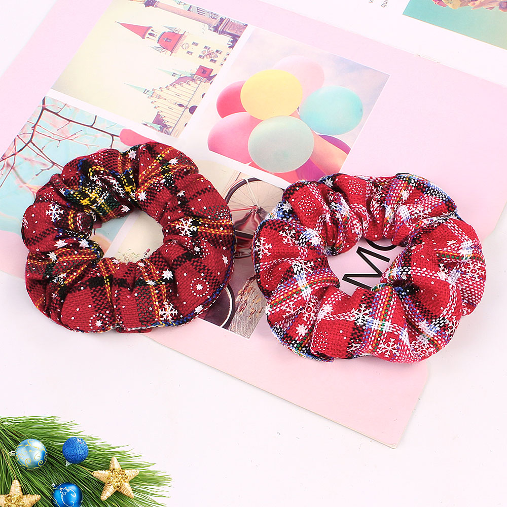 Christmas Scrunchies Hair Bands Women Scrunchy Elastic Hair Ties Girls Ponytail Holder Festival Fabric Cloth Hair Accessories 0925B