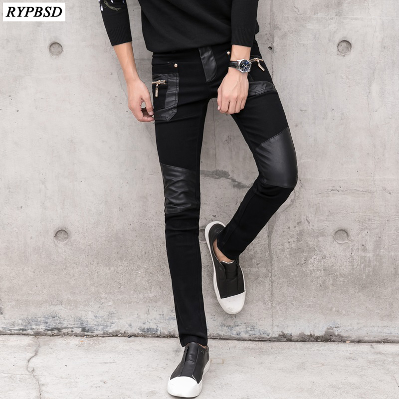 Faux Leather Pant Fashion Zipper Men Skinny Jeans Pants Slim Fit Patchwork Denim Jeans Casual High Quality Black Biker Pants Men
Faux Leather Pant Fashion Zipper Men Skinny Jeans Pants Slim Fit Patchwork Denim Jeans Casual High Quality Black Biker Pants Men
