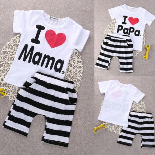 2PCS Toddler Baby Girl Boy T-shirt Tee+Striped Pants Shorts Outfits Kids Clothes, Striped i love papa
2PCS Toddler Baby Girl Boy T-shirt Tee+Striped Pants Shorts Outfits Kids Clothes, Striped i love papa