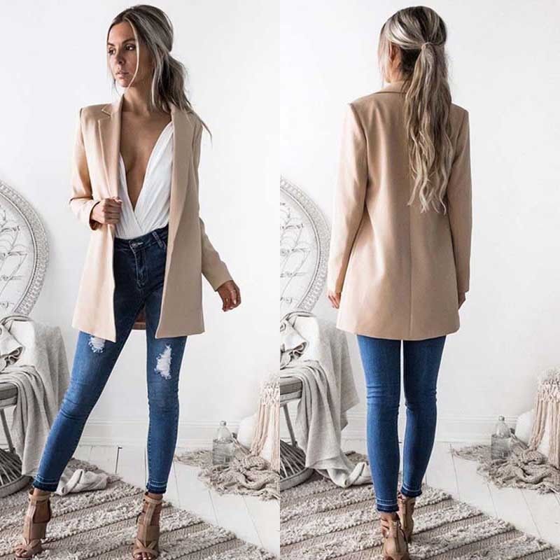 New Fashion Women Ladies Suit Coat Business Blazer Long Sleeve Outwears Office Lady's Long Blazers C18122401