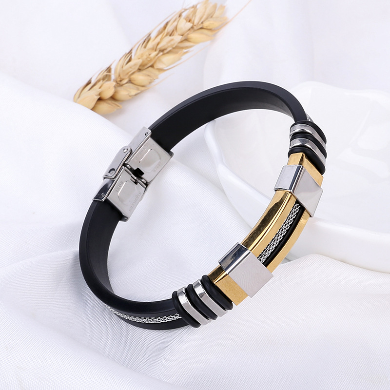 Mens Punk Chain Bracelet Stainless Steel Silicone Bracelets Couple Charm Bracelet Vintage Bangle for Men Women Hip Hop Fashion Jewelry
Mens Punk Chain Bracelet Stainless Steel Silicone Bracelets Couple Charm Bracelet Vintage Bangle for Men Women Hip Hop Fashion Jewelry