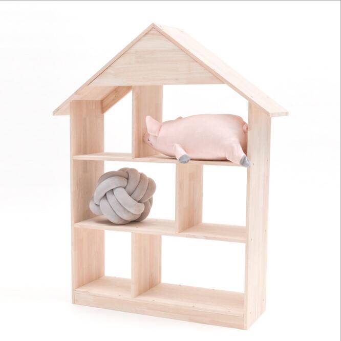 Children Cabinets Nordic ins style landing house bookshelf children's baby room storage decoration solid wood rack