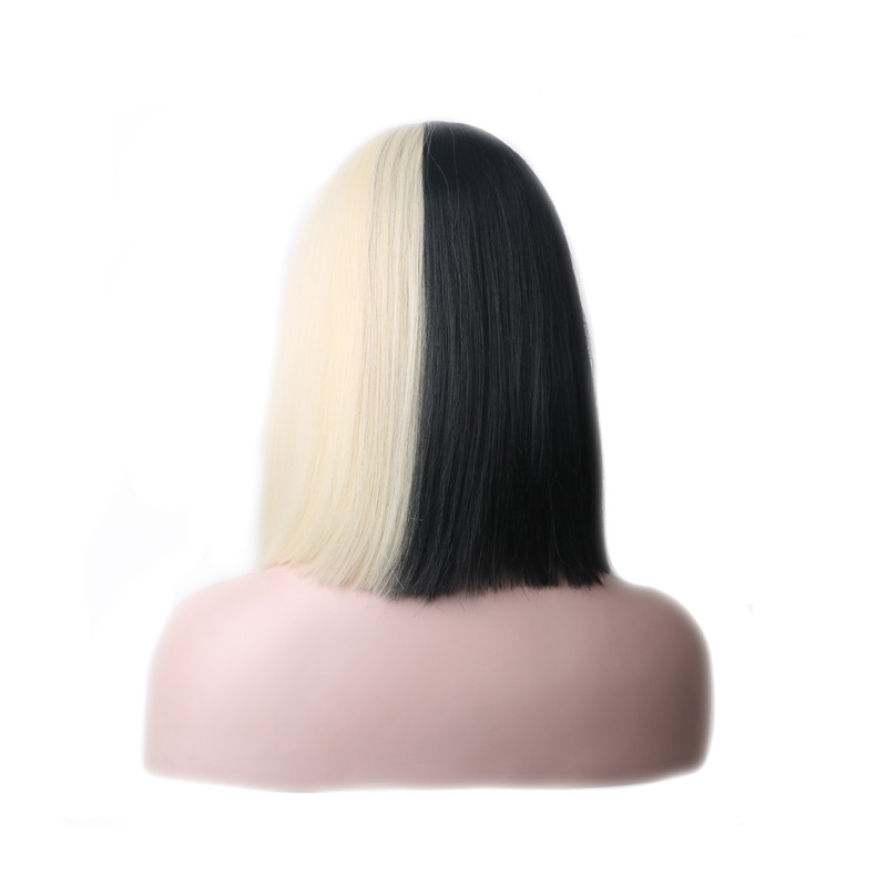 WoodFestival short straight bob wig synthetic black blonde hair heat resistant fiber wigs full bangs women cosplay