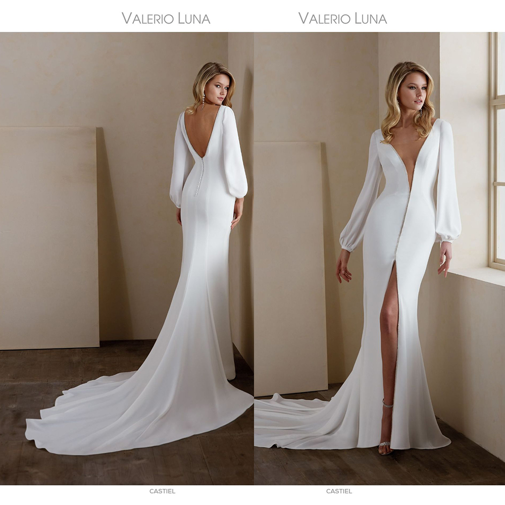 Elegant Valerio Luna Mermaid Wedding Dresses V Neck Long Puff Sleeve Split Backless Sequins Wedding Gown Sweep Train robe de mariée, Royal blue
Elegant Valerio Luna Mermaid Wedding Dresses V Neck Long Puff Sleeve Split Backless Sequins Wedding Gown Sweep Train robe de mariée, Royal blue