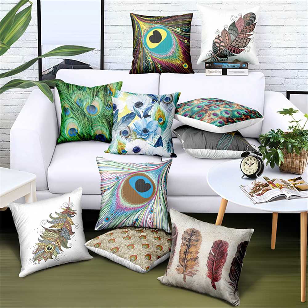 Colorful Peacock Feathers Cushion Cover Polyester Pillow Cover Decorative For Sofa/Car Home Decoration 45X45CM Throw Pillow Case, Beige
Colorful Peacock Feathers Cushion Cover Polyester Pillow Cover Decorative For Sofa/Car Home Decoration 45X45CM Throw Pillow Case, Beige