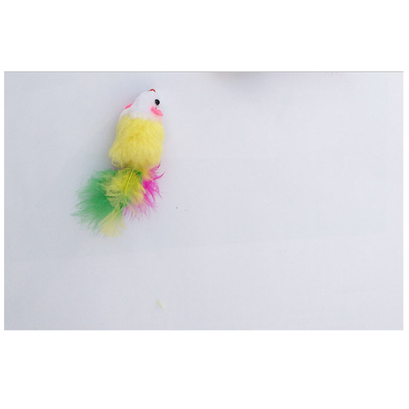 Colorful Feather Grit Small Mouse Cat Toy For Cat Feather Funny Playing Pet Cat Small Animals feather funny Toys Kitten Pet supplies