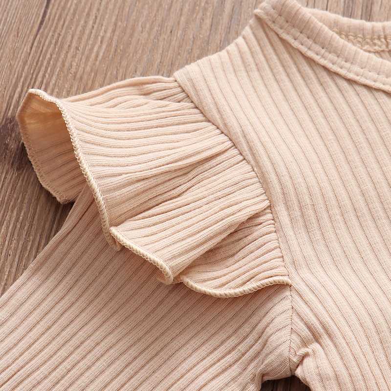Baby Girl Clothes Newborn 3Pcs Set Autumn Girls Ruffles Solid Romper Bodysuit Floral Pants Headband Outfits 0-24 Months Clothing