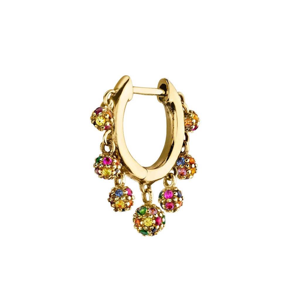 colorful disco ball charm elegance 2019 new women jewelry Small hoops floating ball charms trendy earring Gold