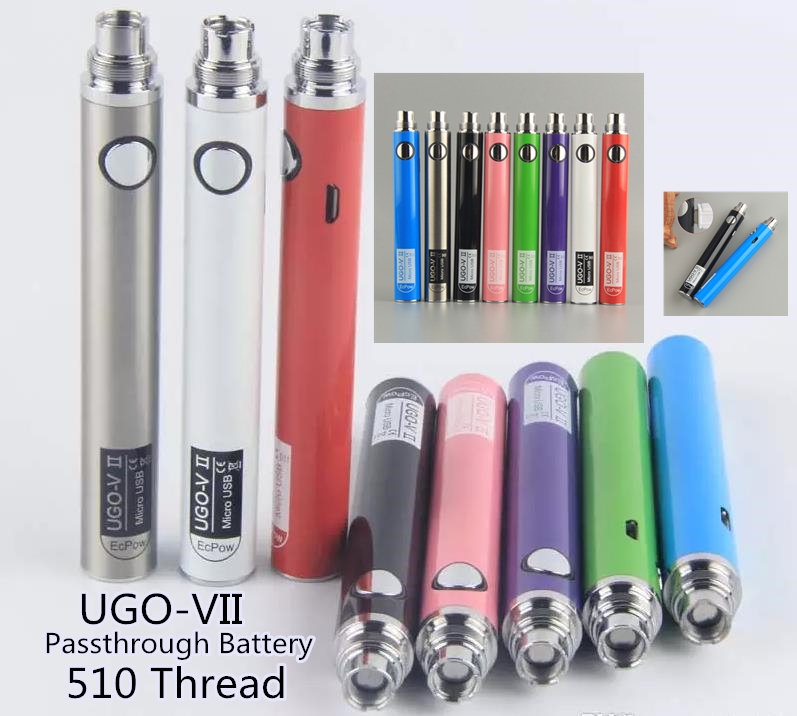 EcPow UGO-V II Micro USB Passthrough 650 900 MAH 510 Thread EVOD Battery eGo Vape Pen Vaporizer Cable Charge by side
EcPow UGO-V II Micro USB Passthrough 650 900 MAH 510 Thread EVOD Battery eGo Vape Pen Vaporizer Cable Charge by side