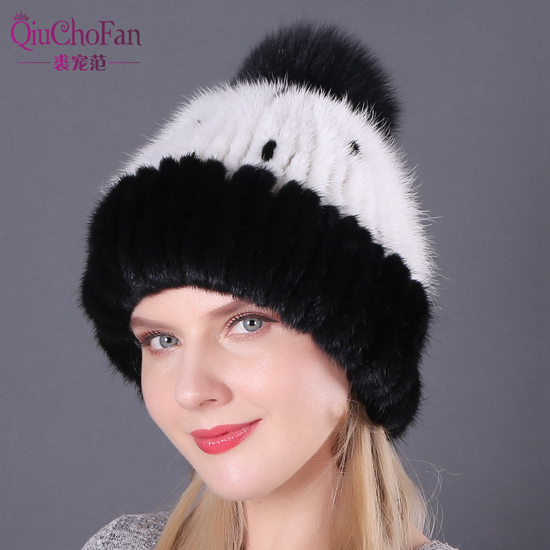 Beanie/Skull Caps Fashion Winter Ear Warm Women Knitting Two-color Match Cap Real Natural Mink Hats Cross-weave With Fur Pompom On The Top, Color1
Beanie/Skull Caps Fashion Winter Ear Warm Women Knitting Two-color Match Cap Real Natural Mink Hats Cross-weave With Fur Pompom On The Top, Color1
