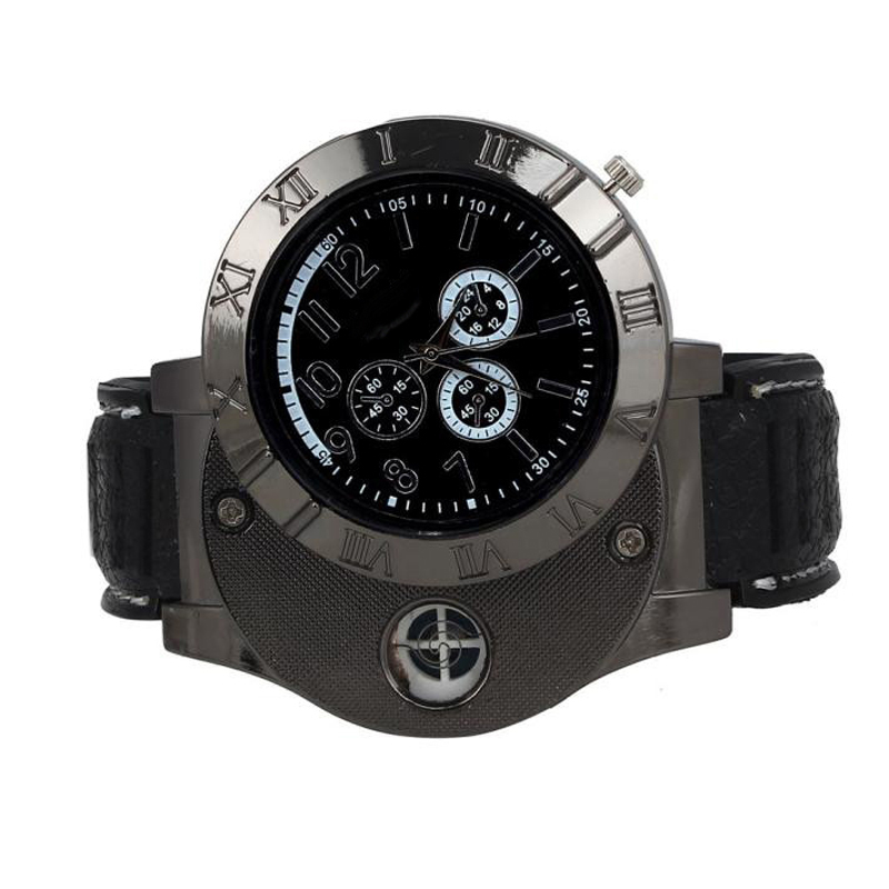 New USB Charge Lighter Watch Windproof Electronic Flameless Lighter Watches Men Watches Quartz Watches Clock relogio masculino LY191226