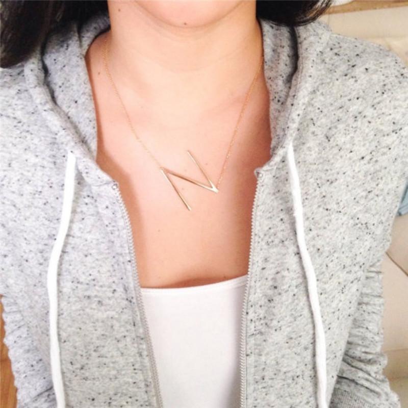 Personalized 26 initial letter Pendant Necklace For women English Alphabet Gold Silver Rose Gold Charm chain Female Fashion Jewelry in Bulk