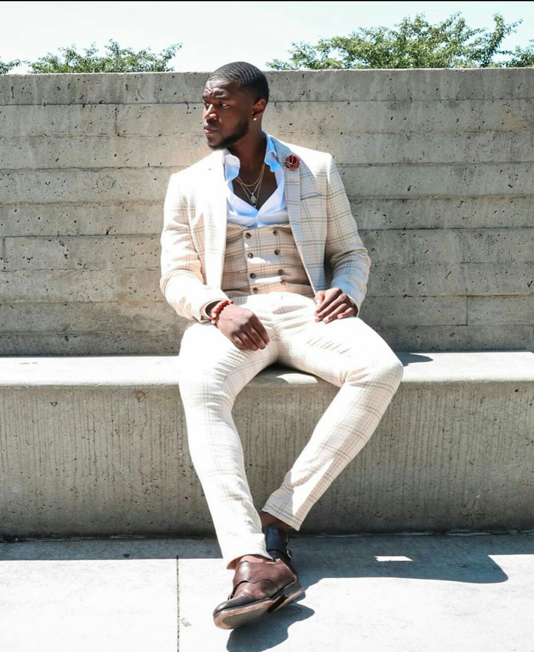 creamy mens suits three piece plaid tweed suit herringbone notched lapel custom made groom tuxedos wedding prom dress jacket pants vest