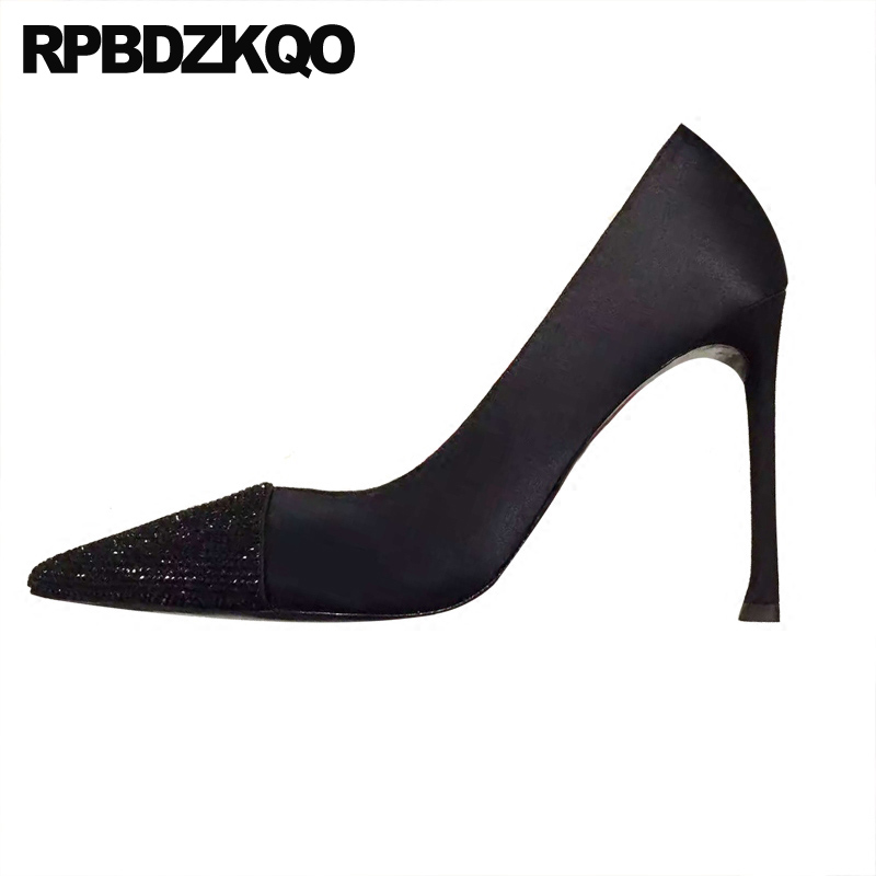 diamond thin high heels 3 inch crystal pointed toe fashion women shoes 2019 rhinestone slip on pumps black satin, Black 7cm
diamond thin high heels 3 inch crystal pointed toe fashion women shoes 2019 rhinestone slip on pumps black satin, Black 7cm