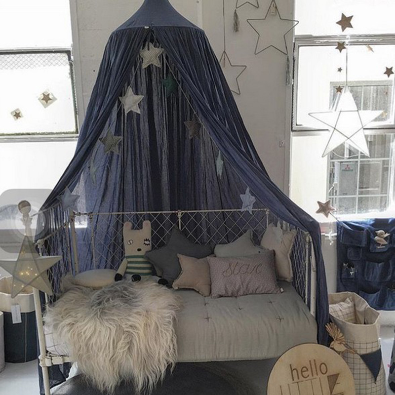 KAMIMI Baby Bed Curtain Children Room Decoration Crib Netting Baby Tent Washed Cotton Cloth Hung Dome Mosquito Net Photog