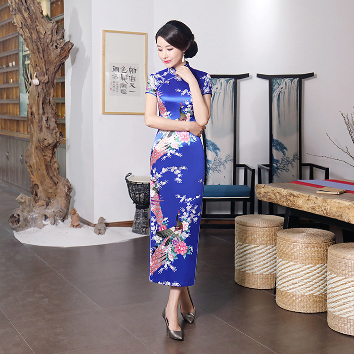 Fashion Summer Long Cheongsam Chinese Style Dress Womens Slim Qipao New Arrival Vestido Size S M L XL XXL XXXL 4XL 5XL 6XL J3038