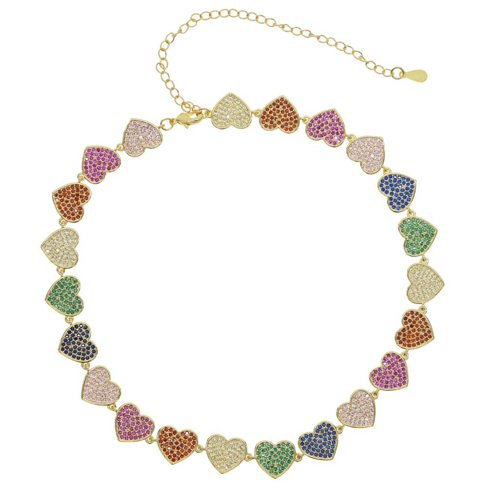 New Sweet Love Heart Choker Necklace with rainbow cz Statement Girlfriend Gift Cute Gold Silver Necklace Jewelry Collier Femme
New Sweet Love Heart Choker Necklace with rainbow cz Statement Girlfriend Gift Cute Gold Silver Necklace Jewelry Collier Femme