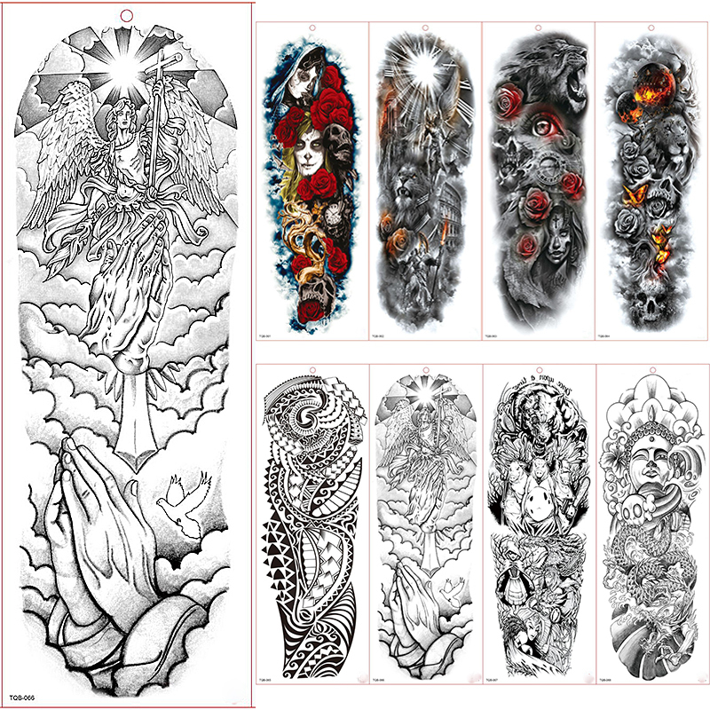 Large Arm Sleeve Tattoo Waterproof Temporary Tattoo Sticker Angel Full Flower Tatoo Body Art Tattoo Girl