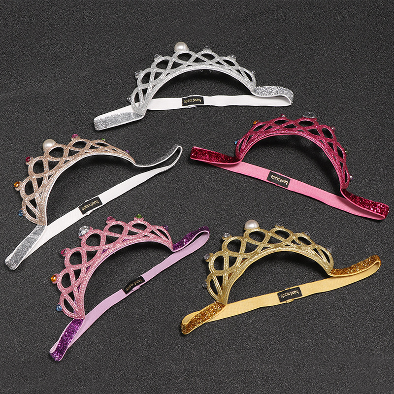 Children girls Rhinestone Sequin glitter Headband designer Tiaras Hair band kids Hair Accessories Boutique baby Crown headwear C6566