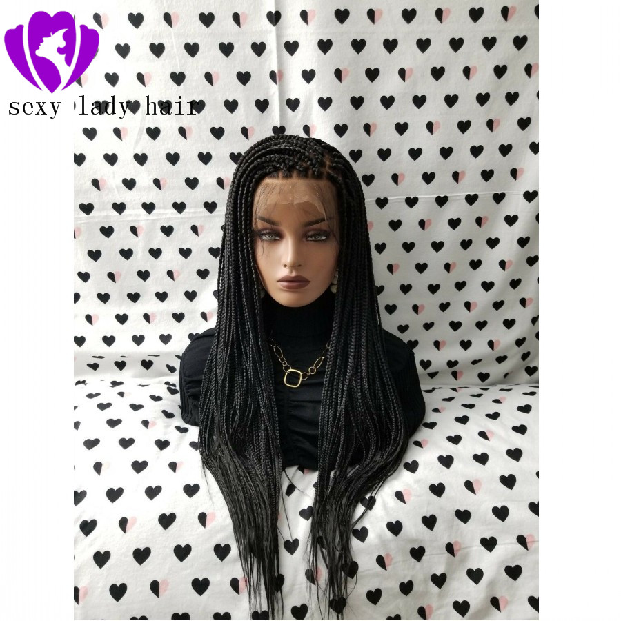 Fully Hand Braided Handmade Braid Wig Lace Front Wigs (box braid) color 1b Black/red/brown for black women
