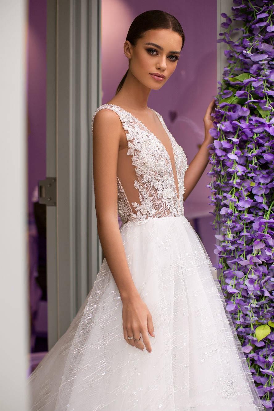 Sexy Summer Beach Wedding Dresses Sheer Deep V Neck Lace Appliques Beads A e Boho Bridal Gowns Vestido De Novia