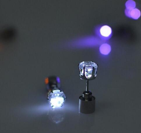 Stud Earrings Women Men Punk Rock LED Bling Light Up Earrings Ear Studs Party Jewelry Gift Channel Earrings
