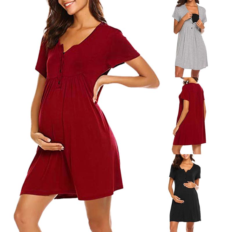 Maternity Breastfeeding Dresses Women Nursing Dress Short sleeve solid color breastfeeding skirt for pregnant women Summer D30, Black
Maternity Breastfeeding Dresses Women Nursing Dress Short sleeve solid color breastfeeding skirt for pregnant women Summer D30, Black