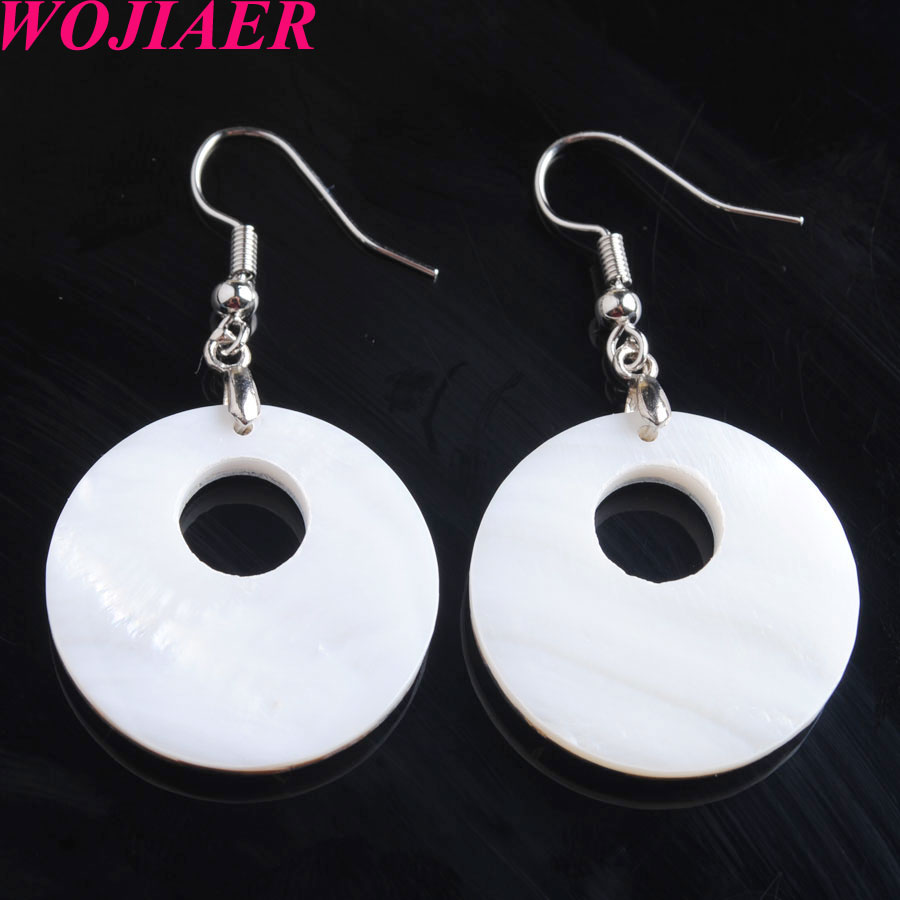 WOJIAER Earrings Natural Abalone Seashell Colorful Dangle Earring for Women Geometric Drop Pendants Jewelry Finding BV902