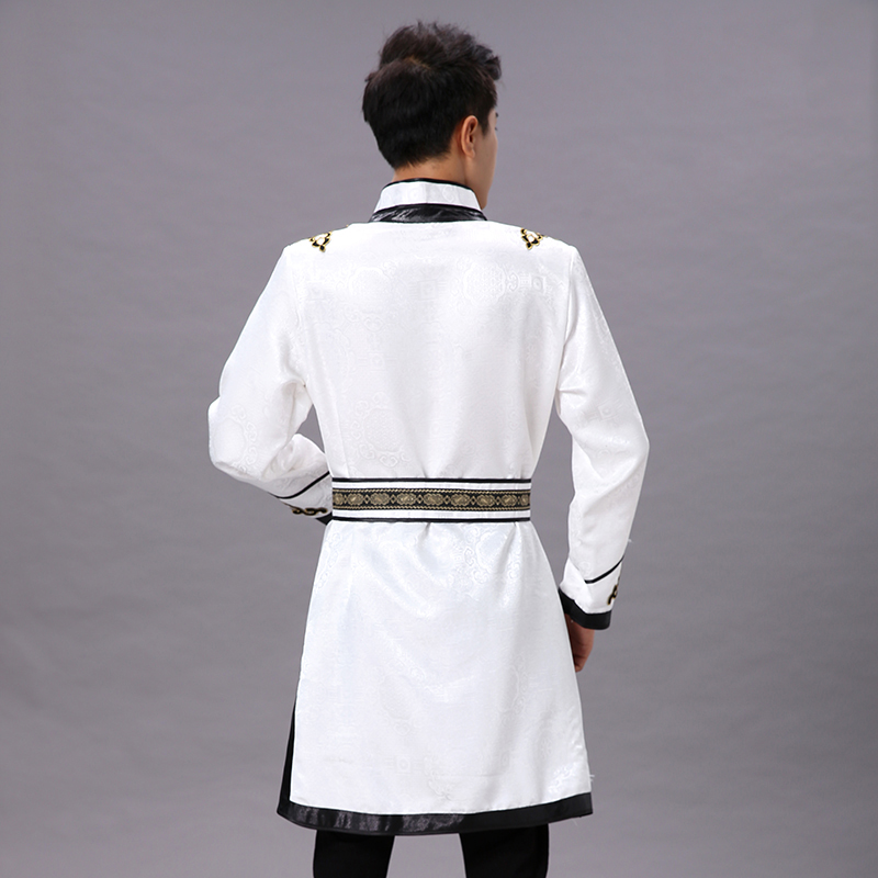 Men's Traditional ethnic clothing male tang suit top mongolian oriental jacket white asia vintage daily life Costume