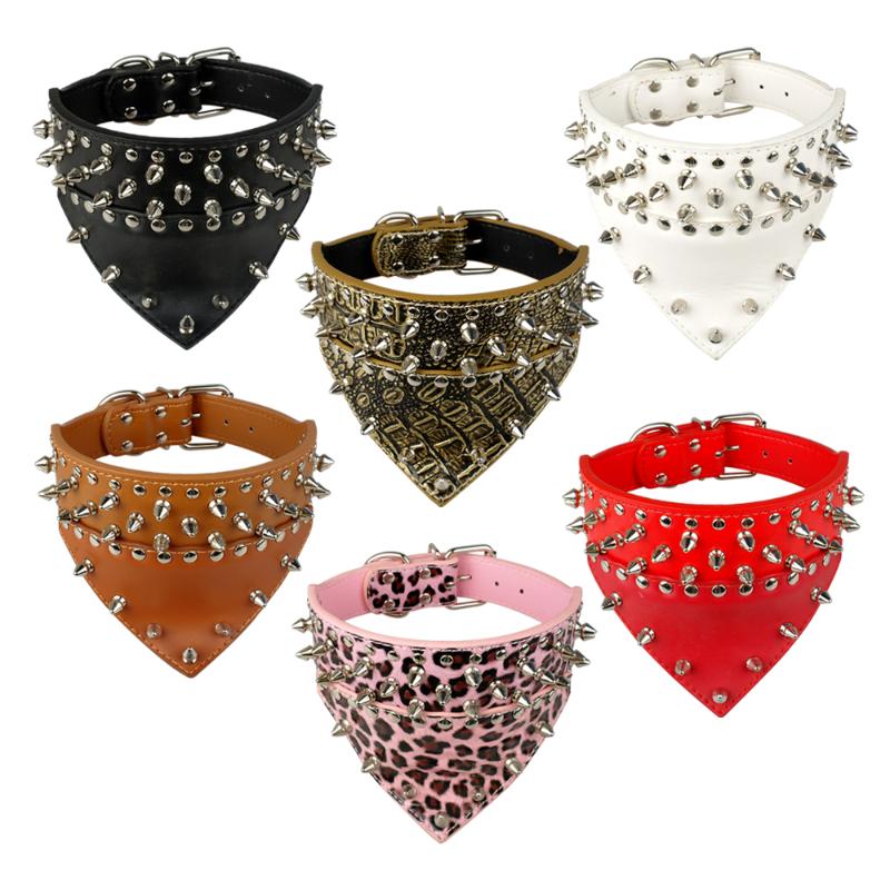 Leather Dog Bandana Scarf Bibs Collar Spikes Spiked Dog Collar Leather Pet Dogs For Medium Large Pet Pitbull Mastiff 
Leather Dog Bandana Scarf Bibs Collar Spikes Spiked Dog Collar Leather Pet Dogs For Medium Large Pet Pitbull Mastiff