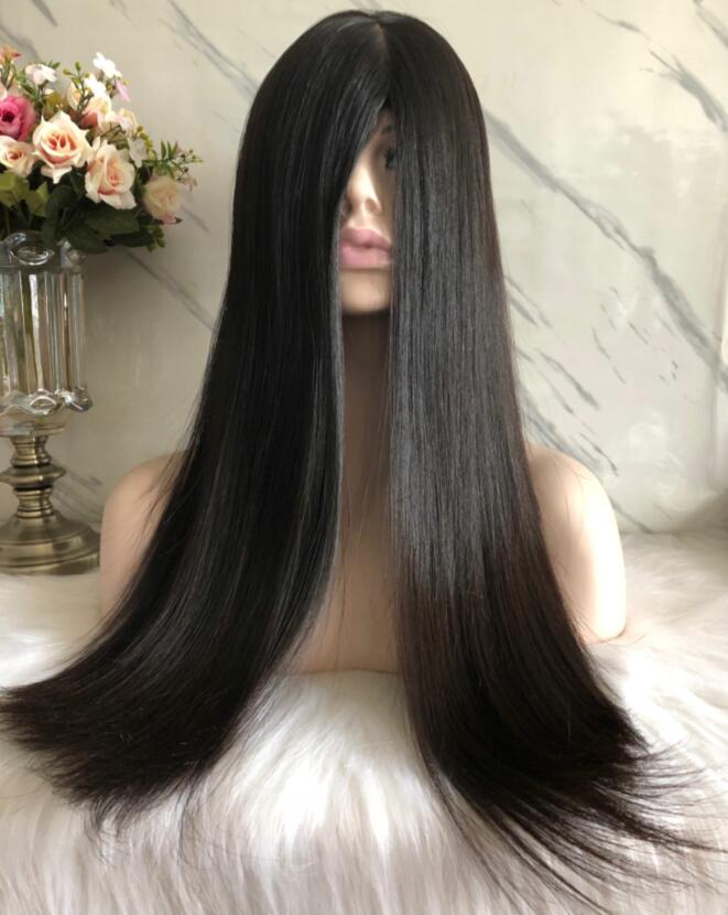 Kosher Wigs 12A Black Color #1b Finest Chinese Virgin Human Hair Silky Straight 4x4 Silk Top Base Jewish Wig Fast Free Shippin