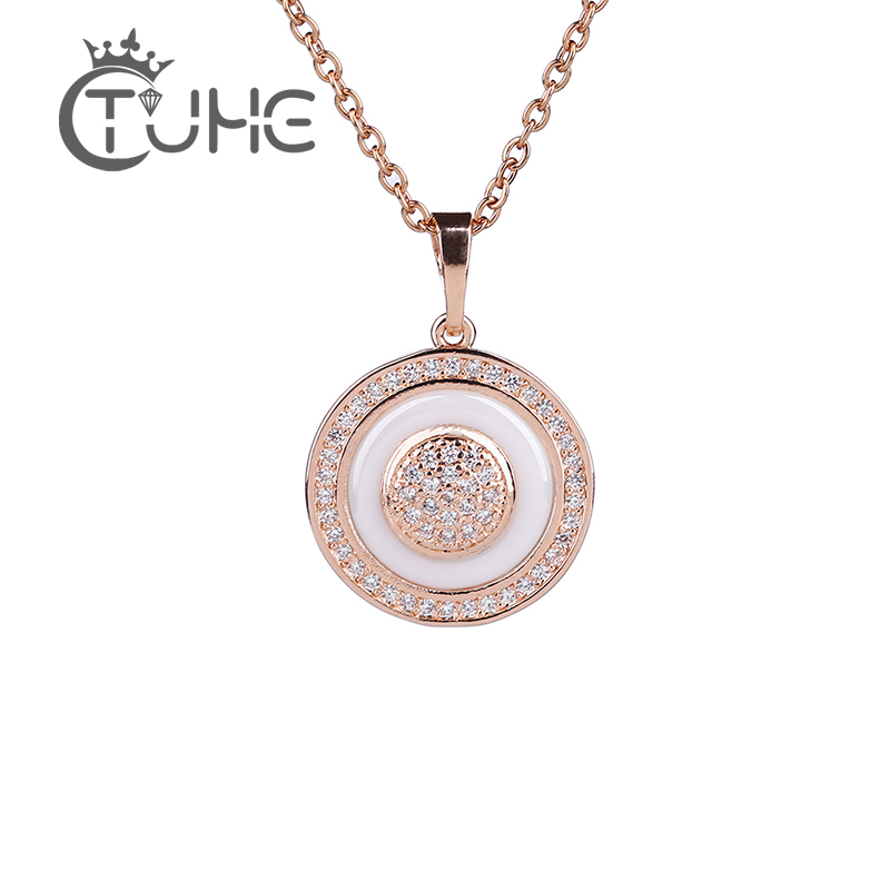 Anniversary Elegant Round Pendants Necklaces For Women Rhinestone Black White Pink Blue Ceramic Silver Rose Gold Fashion Jewelry
Anniversary Elegant Round Pendants Necklaces For Women Rhinestone Black White Pink Blue Ceramic Silver Rose Gold Fashion Jewelry