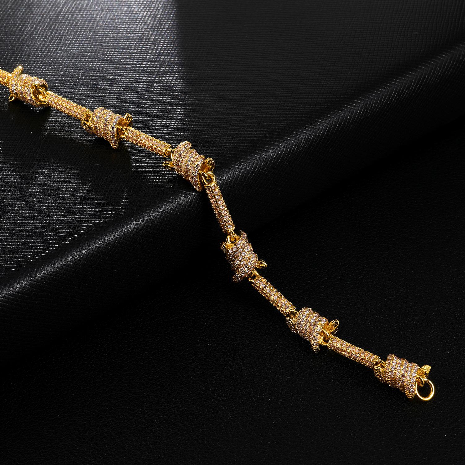 Bling Diamond Mens Wire Wrap Knot Chain Hip Hop Necklace New Personalized 18K White Gold Full Cubic Zirconia Rock Punk Jewelry Gifts for Guys Wolf Tid