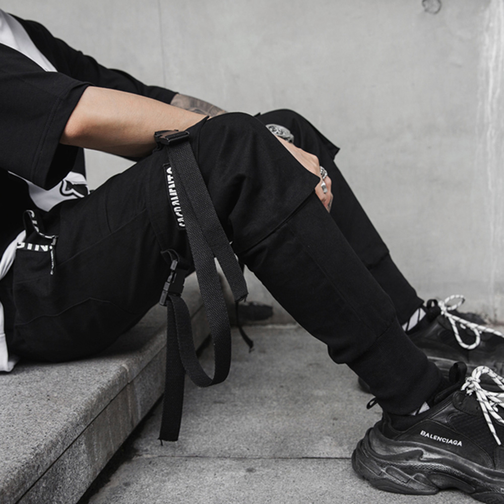 Hip Hop Men Black Harem Pants Streetwear Multi-pocket Men Sweatpants Streetwear Casual Mens Hip Hop Pants M-2XL