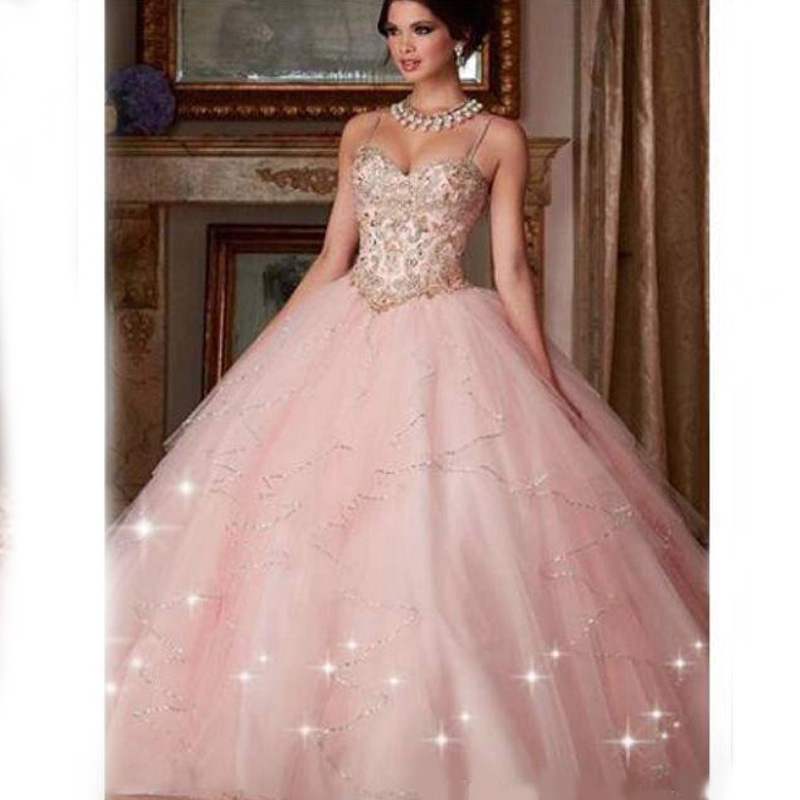 Custom Made Quinceanera Dress 2021 Pink Crystal Ball Gown Dresses For 15 16 Years Prom Party Dres