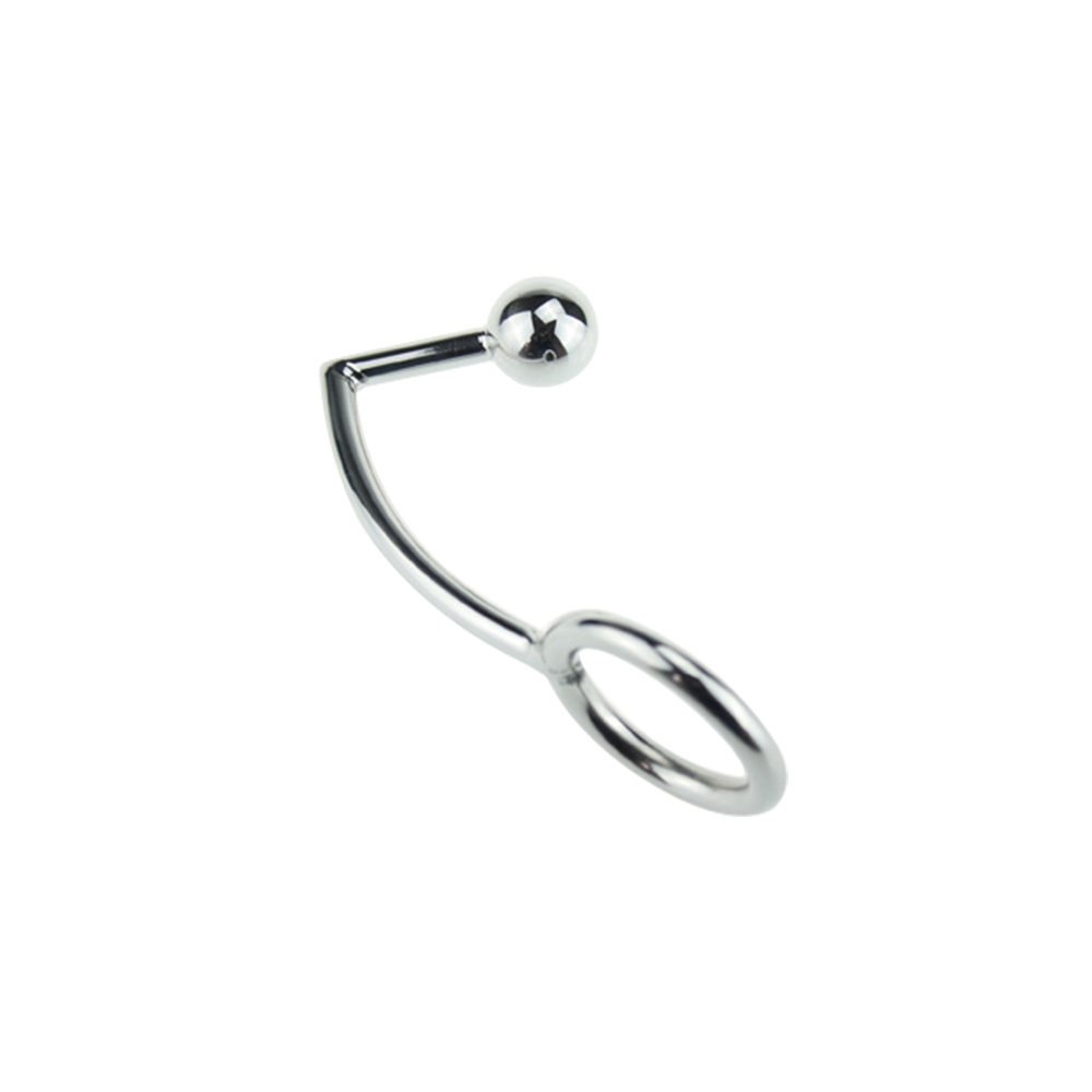 40mm 45mm 50mm For Choose Anal Plug Ball On Angled Butt Hook With Penis Ring Fetish Cock Chastity Stainless Steel Adult Sex Toys Y190716