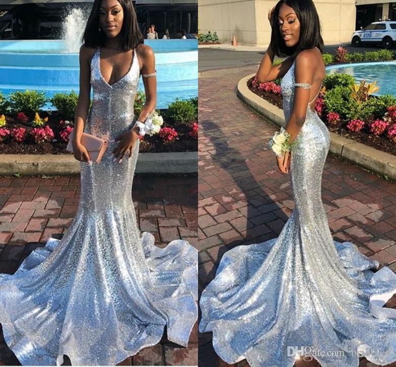 Sparkly Sliver Black Girls Sequined Prom Dresses 2019 New Sleeveless Open Back Sweep Strain Sleeveless Formal Mermaid Evening Gowns, Hunter green
Sparkly Sliver Black Girls Sequined Prom Dresses 2019 New Sleeveless Open Back Sweep Strain Sleeveless Formal Mermaid Evening Gowns, Hunter green