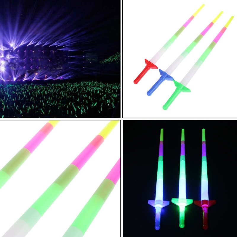 Rainbow Laser Sword Extendable Light Up Toys Flashing Wands Led Sticks Party dc294