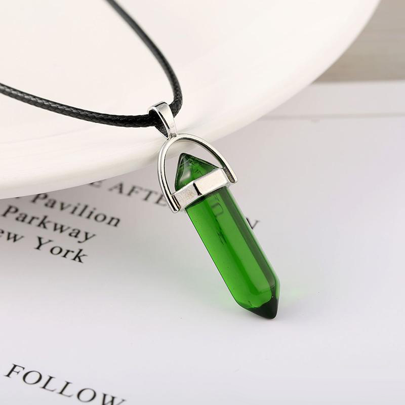 New Hexagonal prism Bullet necklaces For women Men Natural Healing Crystals Quartz Point stone Pendant String Rope chains Fashion Jewelry