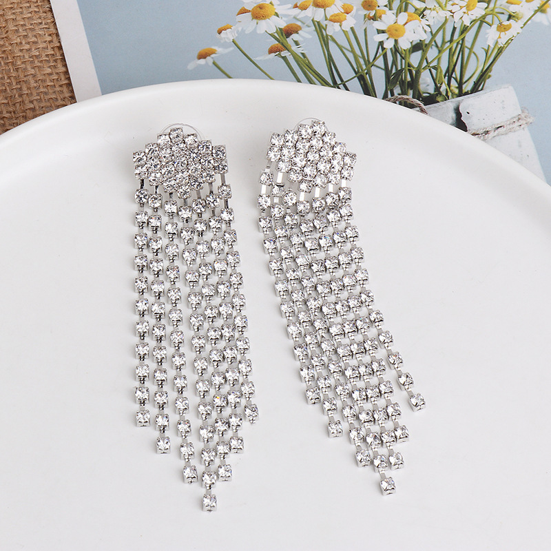 Fashion- Tulip shiny rhinestone earring geometric earring accessories high quality earring creative tassel earrings for women new