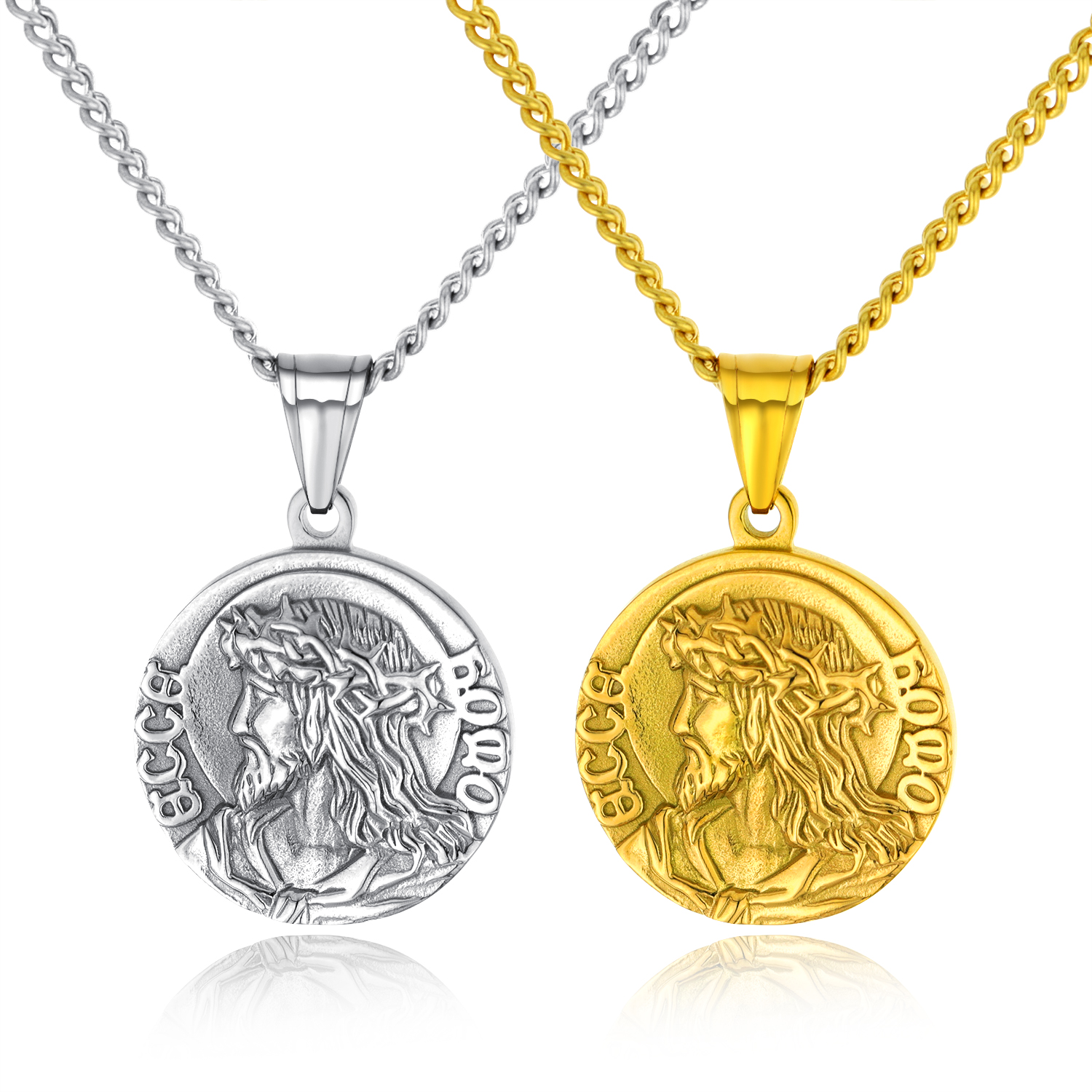 Hooded Jesus and the Bible prayer medallion pendant high quality men's vintage titanium steel necklace jewelry gift 3-GX1402, Silver
Hooded Jesus and the Bible prayer medallion pendant high quality men's vintage titanium steel necklace jewelry gift 3-GX1402, Silver