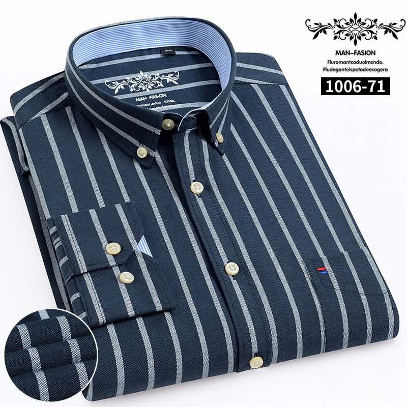 2020 Oxford Dress Shirt Striped Long Sleeve Men Shirts Easy Care Business Casual Male Shirt Button Down Collar, 1006-60
2020 Oxford Dress Shirt Striped Long Sleeve Men Shirts Easy Care Business Casual Male Shirt Button Down Collar, 1006-60