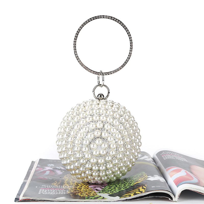 2021 Women Pearl White Handbag Clutch Wedding Bridal Party Prom Purse Evening Bag Bridal Accessories Silver Wraps