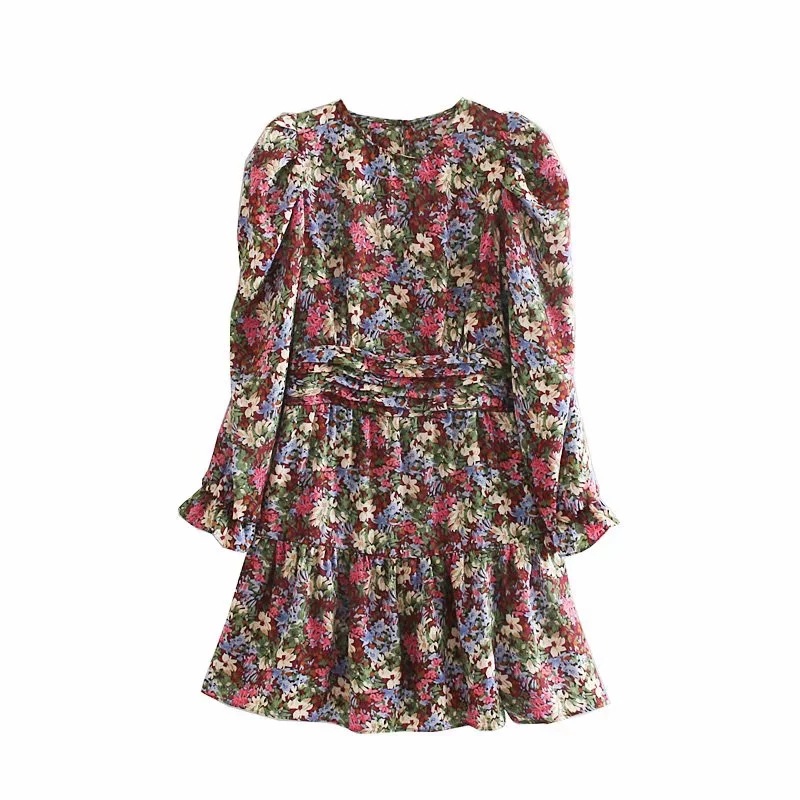 2019 women sweet floral print hem ruffles mini dress female o neck puff sleeve pleats vestidos chic casual slim dresses, Multi
2019 women sweet floral print hem ruffles mini dress female o neck puff sleeve pleats vestidos chic casual slim dresses, Multi