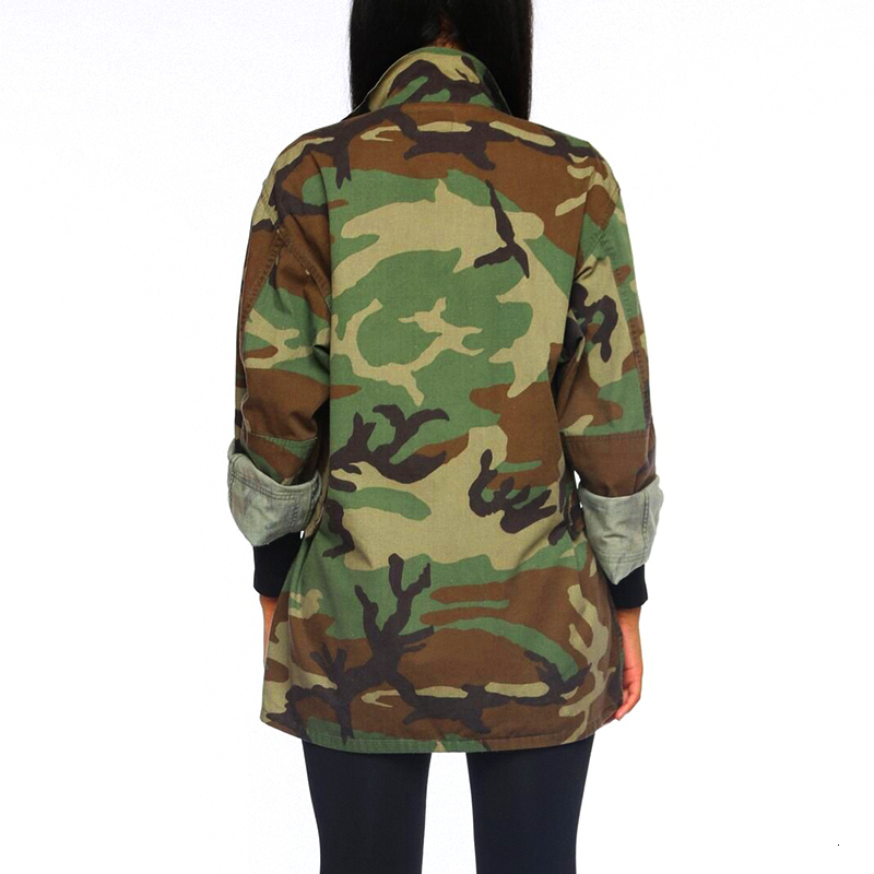 Women Long Coat Oversized Casual Mini Dress Military Ladies Jacket Cotton Plus Size Club Coat Party Army Green Sexy Camouflage T191018