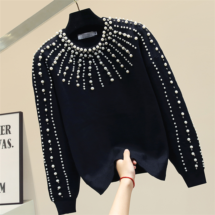 2020 Black Studded Beaded Sweater Women's Sweaters New Knit Top Thick Loose Outerwear Knitted Jacket Female Knitwear Crop Sweater Jumper, White;black
2020 Black Studded Beaded Sweater Women's Sweaters New Knit Top Thick Loose Outerwear Knitted Jacket Female Knitwear Crop Sweater Jumper, White;black