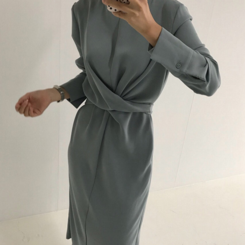 Women Autumn Cotton Cross Bandage Long Dress Female Long Sleeve Elegant Wrap Vestido Robe Femme Sarafan Jurken Dames Kleding