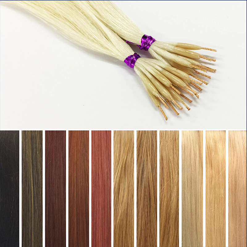 CE certificated Wholesale Hair Custom Colors Plastic I Tip Hair Extensions raw cuticle aligned flex nano type